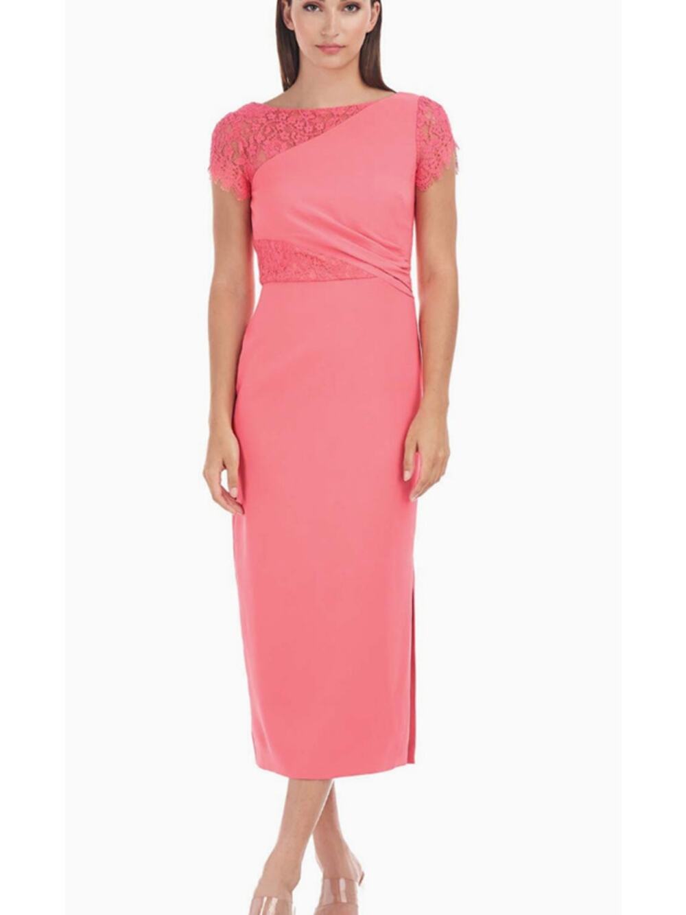 JS Collection Lissett Tea Length Lace Contrast Dress NWT Size 4